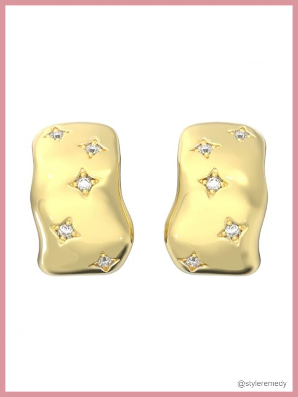 14K Yellow Gold-Plated Cubic Zirconia Cross Star Hoop Earrings Sterling Silver